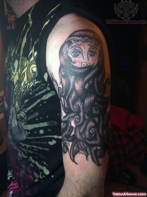 Jesus Tattoo On Upper Shoulder