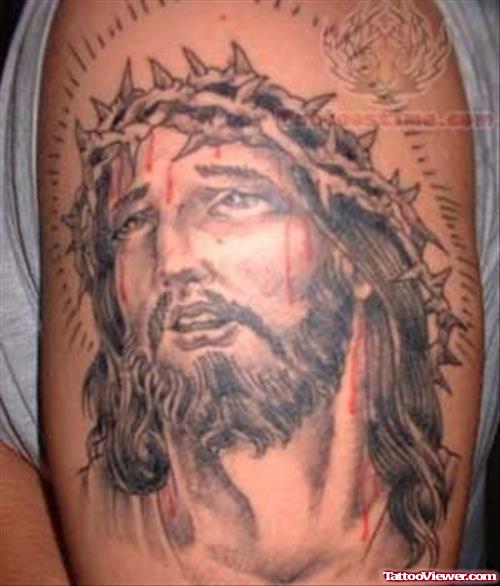 Jesus Tattoo For Bicep