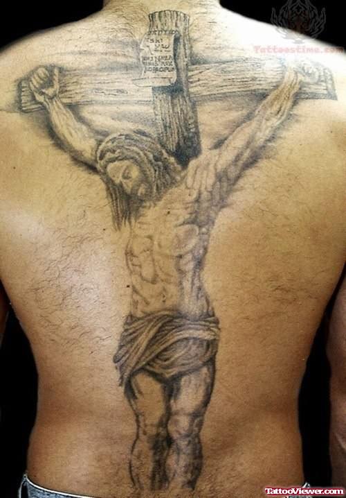 Large Jesus And Cross Tattoo