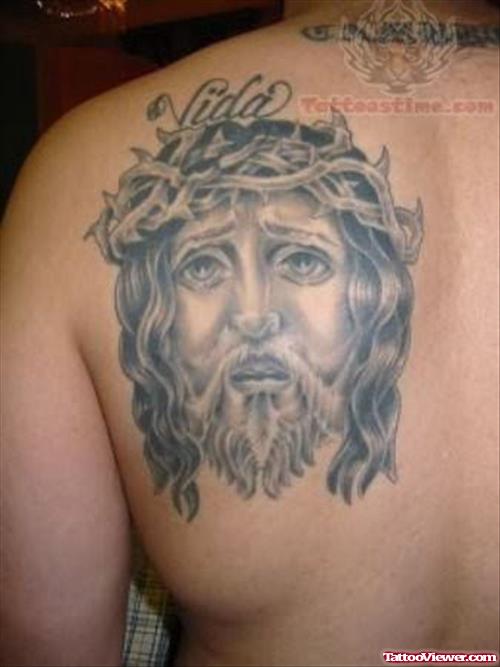 Jesus Back Shoulder Tattoo