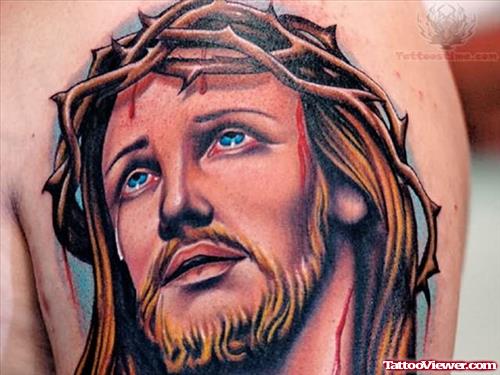 Jesus Blue Eyes Tattoo