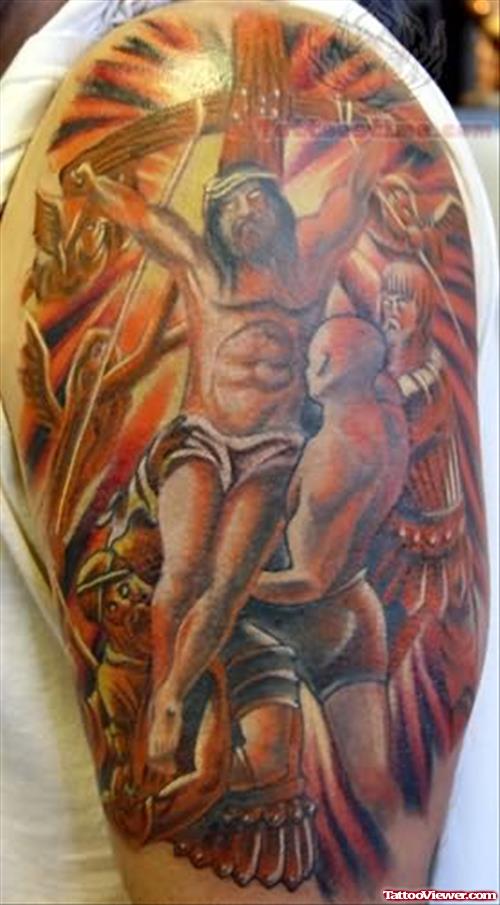 Jesus Tattoos On Shoulder