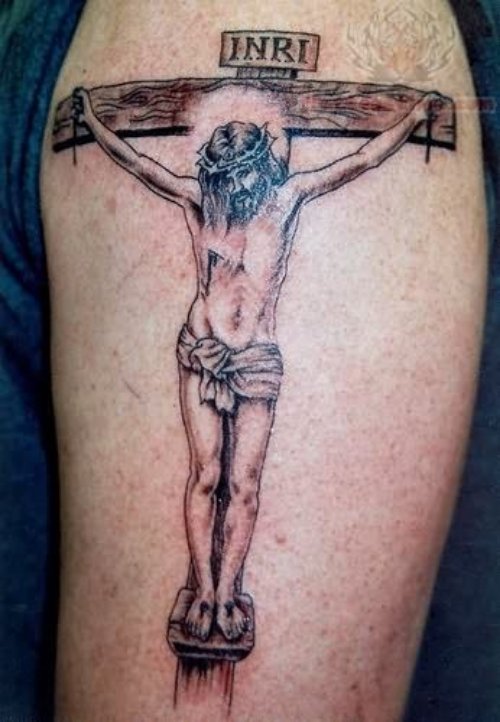 Jesus Shoulder Tattoo For Men