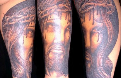 Jesus With Barbed Crown Tattoo