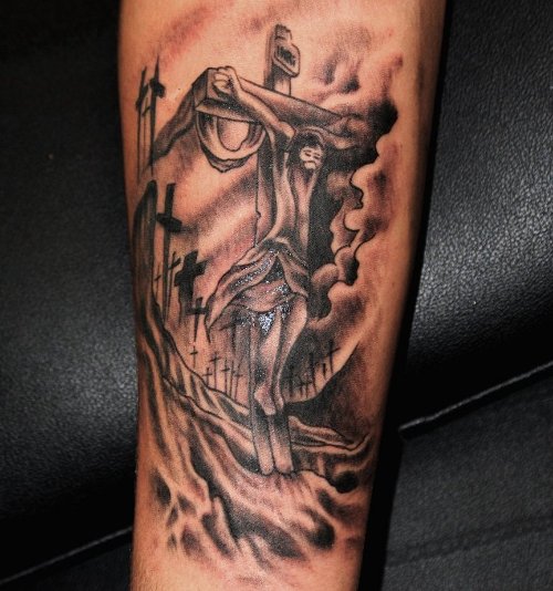 Beautiful Jesus Tattoo On Arm