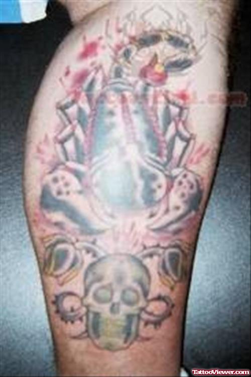 Joker Skull Tattoo On Leg