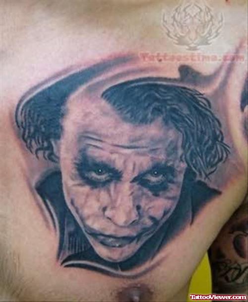 Joker Head Tattoo On Chest