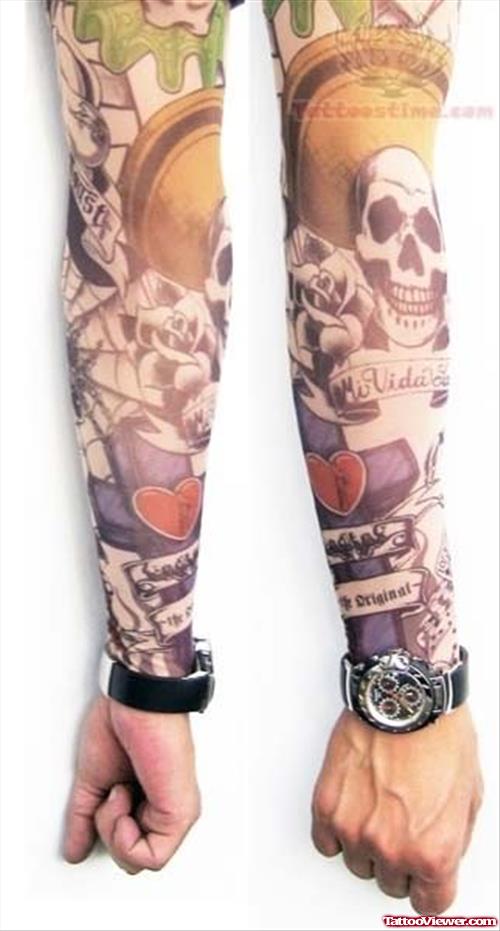 Joker Skull Tattoo On Arms