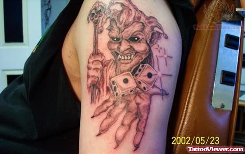 Joker Female Tattoo On Shoulder