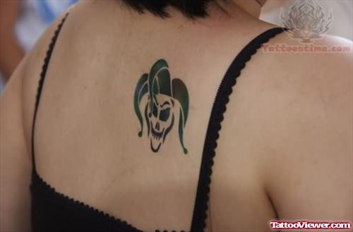 Clown Tattoo On Upper Back