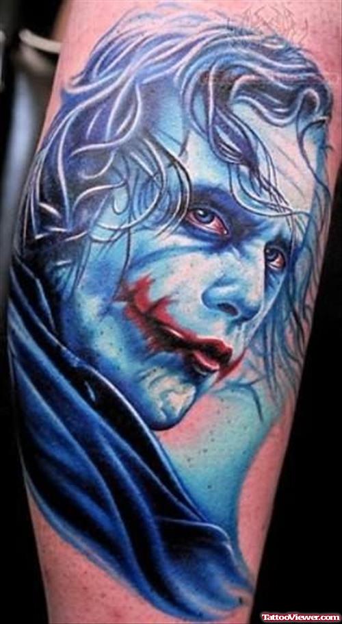 Blue Ink Joker Tattoo