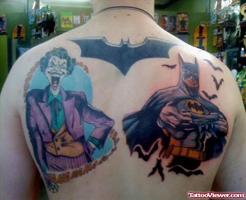 Demon and Joker Tattoo On Back