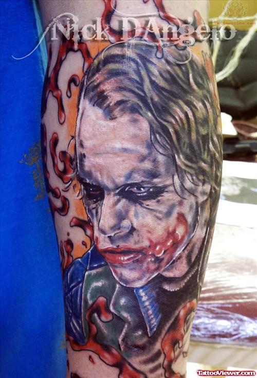 Heath Ledger Joker Tattoo on Arm