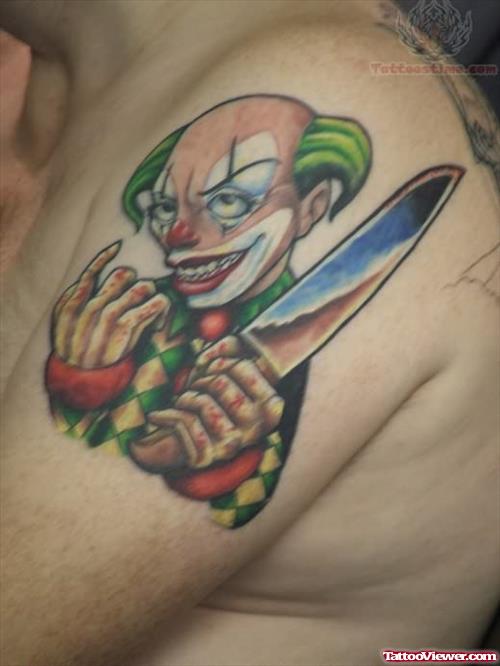 Clown Tattoo Design On Shoulder