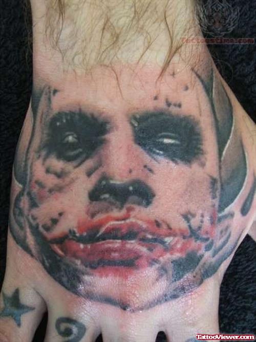 Heath Ledger Joker Tattoo On Hand