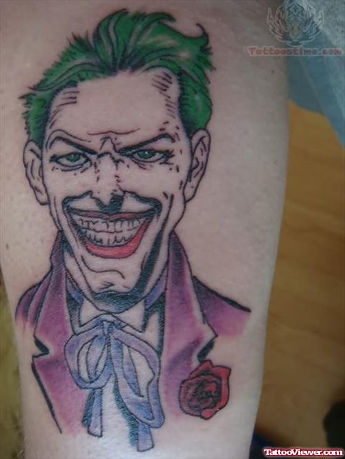 Joker Portrait Tattoo on Bicep