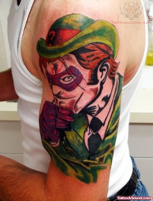 Joker clown Tattoo on Muscles