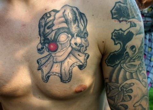 Joker Men Clown Tattoo On Chest