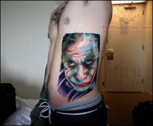 The Joker Tattoo On Side Rib