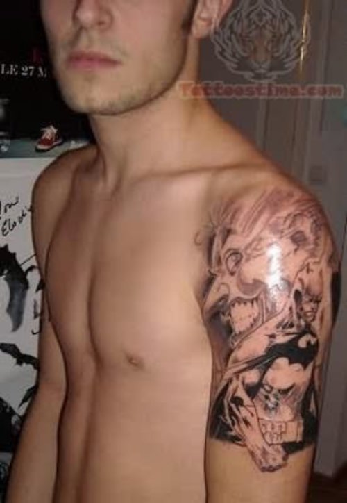 Joker Tattoo on Boy Shoulder