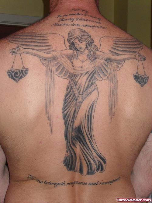Amazing Justice Tattoo On Man Back Body