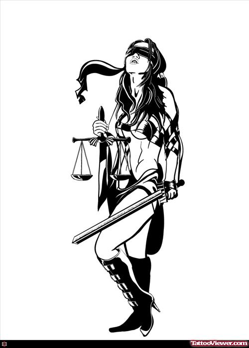 Justice Girl Tattoo Design