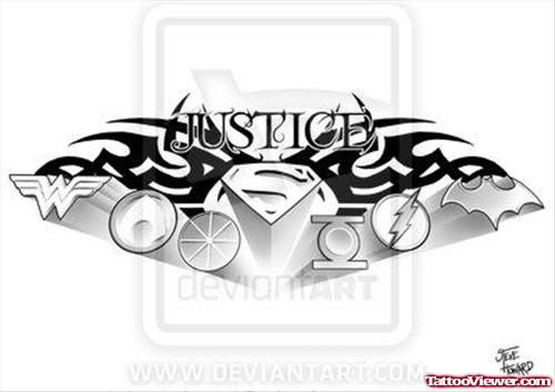 Tribal And Justice Tattoo Design