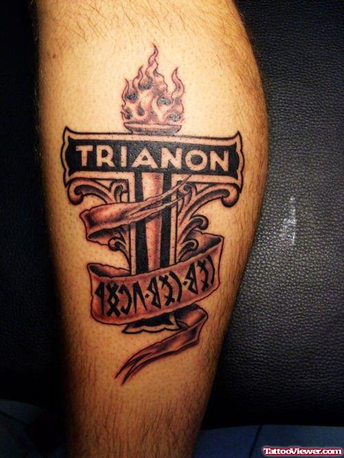 Trianon Justice Tattoo On Leg