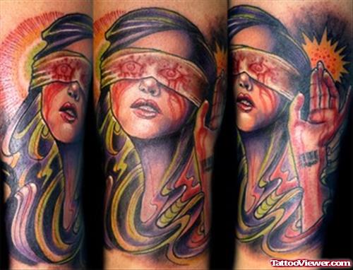 Color Ink Girl Justice Tattoo