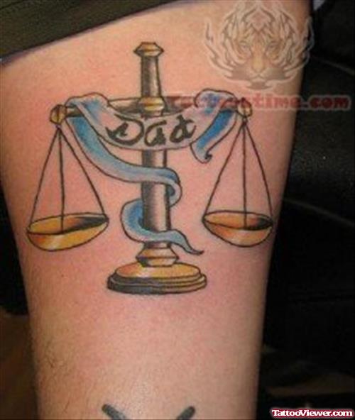 Colored Justice Scales Tattoo