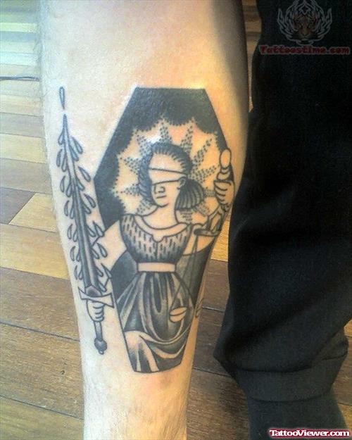 Lady Justice Tattoo On Boy Arm