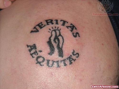 Veritas - Aequitas Tattoo On Shoulder