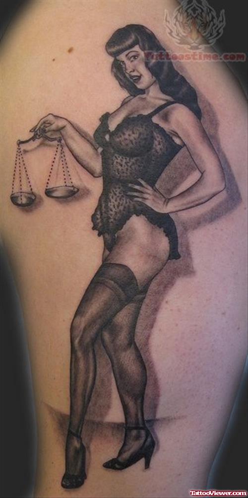 Pinup Girl  With Scales Tattoo