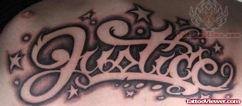 Justice Lettering Tattoo