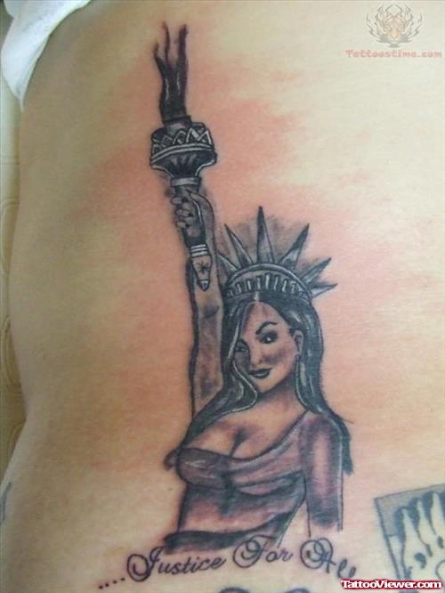 Justice For All Tattoo On Rib Cage
