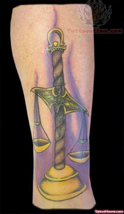 Justice Balance Colored Tattoo