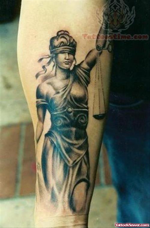 Lady Justice Tattoo On Arm