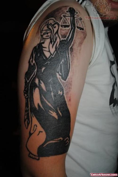 Lady Justice Black Ink Tattoo