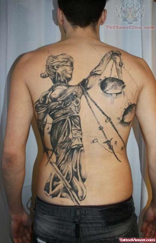 Justice For All Tattoo On Back Body