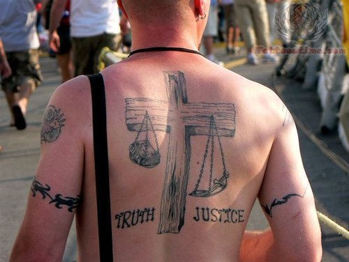 Truth and Justice Tattoo On Back