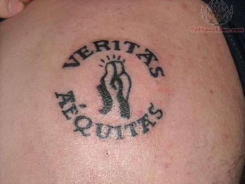 Amazing Veritas Aequitas Justice Tattoo On Back