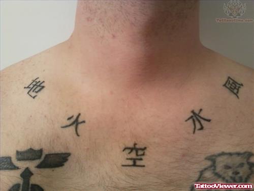 Kanji Tattoos On Round Neck