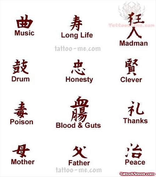 Asian Kanji Symbol Meaning Tattoos