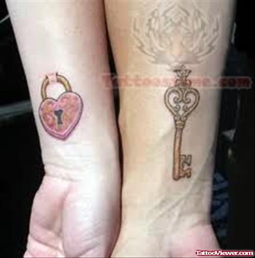 Key And Lock Tattoo On Wrist
