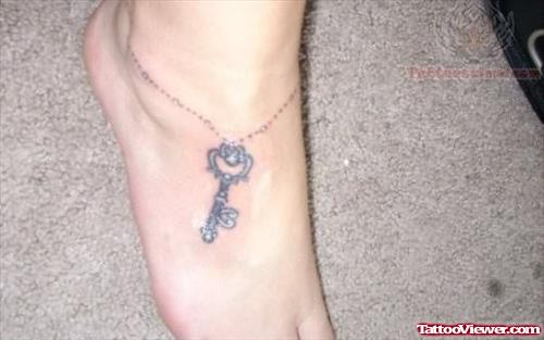 Chain Key Tattoo On Foot