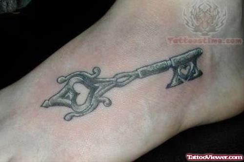 Skeleton Key Tattoo On Foot