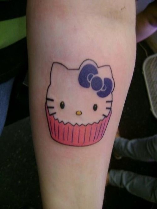 Kitty Head Tattoo On Arm