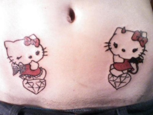 Kitty Tattoos On Both Hips
