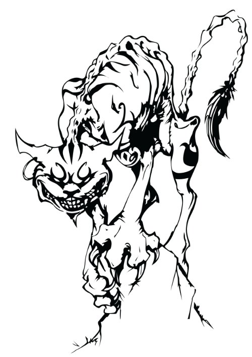 Cheshire Kitty Skeleton Tattoo Design