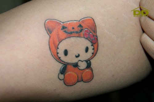 Kitty Tattoo On Inner Bicep